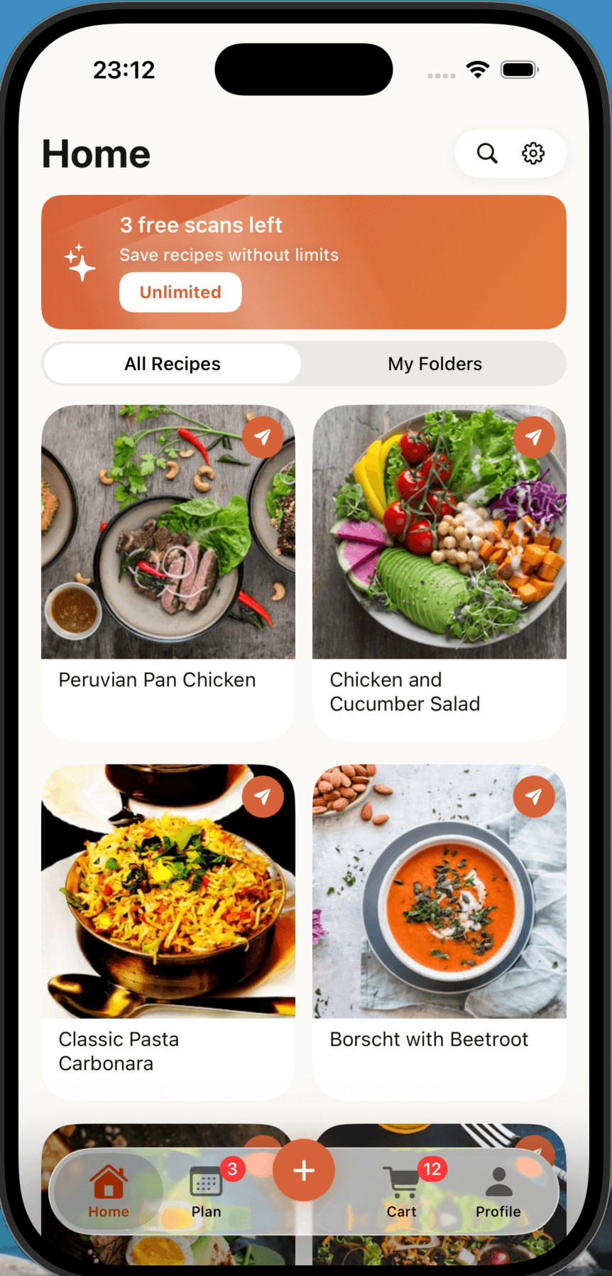 Savie app — shopping list
